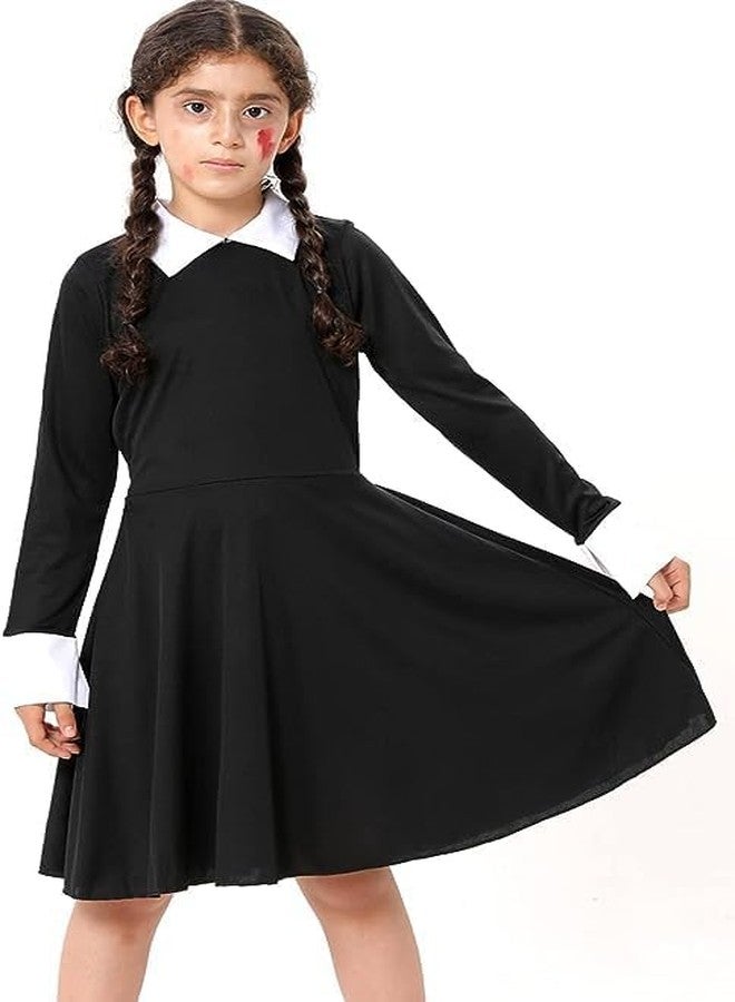 Fancy Agents Spooktacular Halloween Wednesday Dress for Girls| Adorable Wednesday Costume, Perfect for Halloween Party, Trick-or-Treating, School Parties, and Fall Festivities (6-7 Years) - Image 5